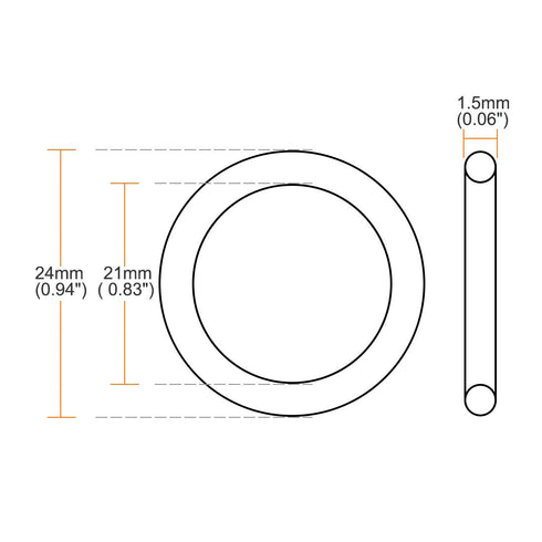 uxcell Fluorine Rubber O-Rings, 24mm OD 21mm ID 1.5mm Width FKM Seal Gasket, Green, Pack of 10 for Machinery Plumbing