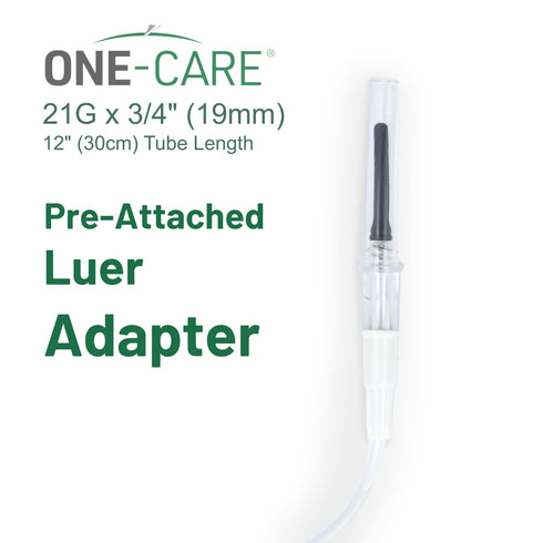21Ga 3/4", 12'' 100 Sets, 5052 ONE-CARE x Lab Dispensing Accessories for Measuring, Butterfly, Tube. Hldr, Ergo-Shield