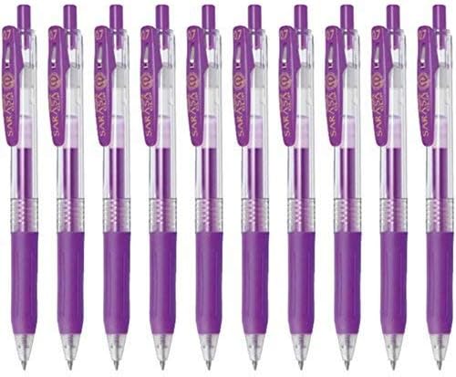 Zebra Sarasa Clip 0.7 Retractable Gel Ink Pen, Rubber Grip, 0.7mm, Purple Ink, Value Set of 10 by ZEBRA