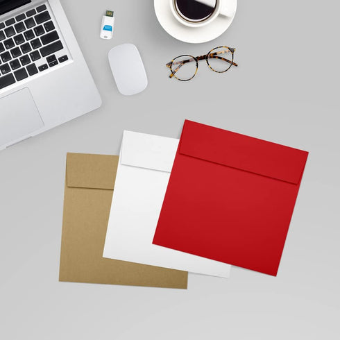 LUXPaper Square Invitation Envelopes, Peel & Press, 5 1/2" x 5 1/2", Ruby Red, 50 Qty