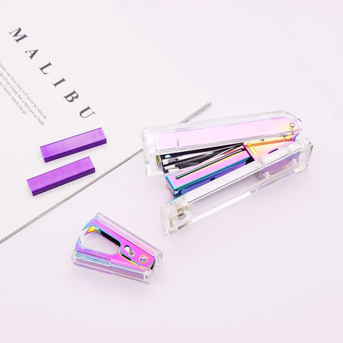 Clear Acrylic Rainbow Stapler, Colorful Desktop Stapler with Classic Modern Design, Gift Idea