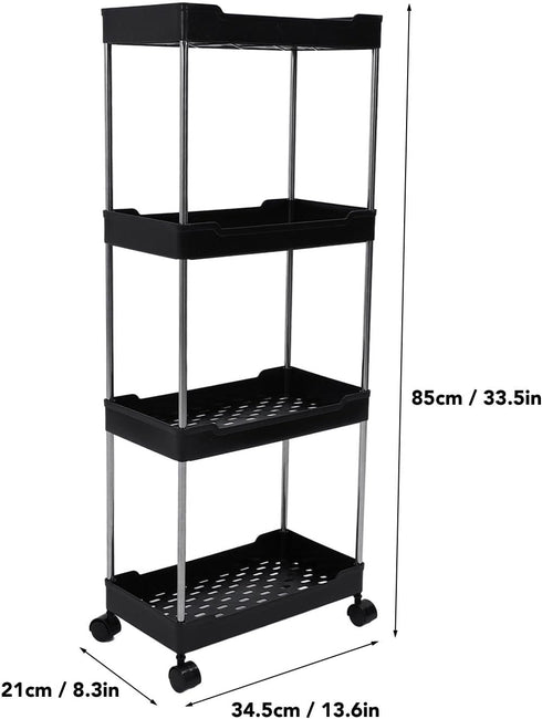 Miriam Song 4 Rolling Cart, Widened PP Stainless Steel, Tier with Wheels, Storage Trolley for Bathroom Furniture