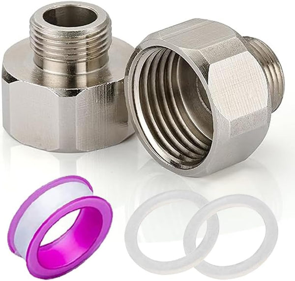 Faucet Supply Hose Adapter, 3/8 Male to 1/2 Female Water Line Adapter, 304 Compression Fittings, 2 Pack