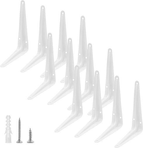 suiwotin 12pcs 4 Inch 3x4 Inch Shelf Brackets, Heavy Duty L Bracket, Shelf Corner Brace Right Angle Bracket, Floating