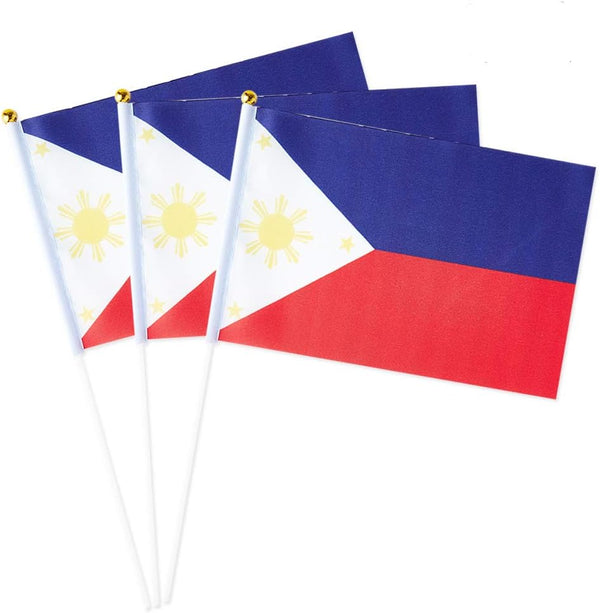 Philippines Flag Mini Handheld Flags on Stick - Ideal for Party Parades & Sports Events