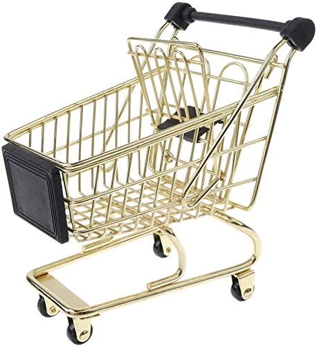 FRECI Mini Shopping Cart Trolley Mini Supermarket Handcart Shopping Utility Cart Mode Storage Basket for Desktop