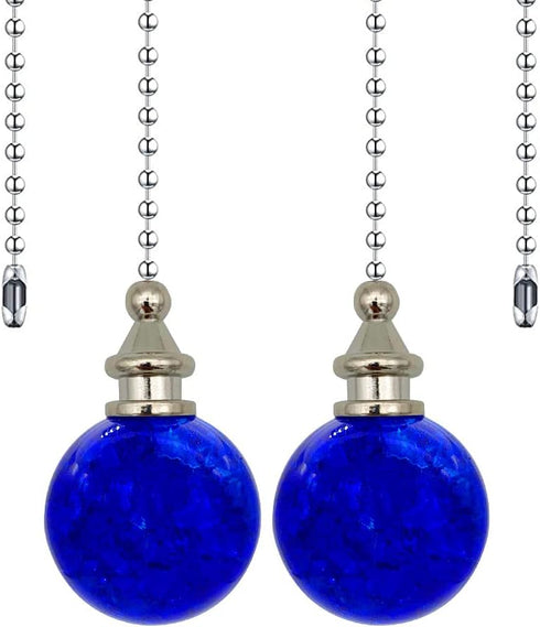 2Pack Glass Ceiling Fan Pull Chain, 12 Inches Decorative Fan String Pulls