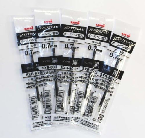 Uni-ball Jetstream Fine Point Roller Ball Pen Refills, 0.7mm Black Ink, Value Set of 5