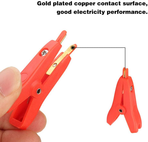 3PCS Walfront P2005 Copper Gold Plating Clip Test Clamp, Electrical Battery Test Clip 10A