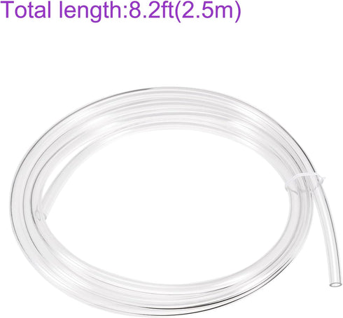 DMiotech 5mm ID 8mm OD Clear PVC Tube - Flexible Transparent Hose for Garden Water, Air, Oil Tube, 2.5m Length