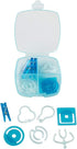 JAM PAPER Small Plastic Office Clip Box - Blue - 16 Assorted Clips/Pack