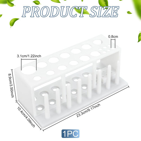 OLYCRAFT 19 Hole Plastic Test Tube Holder 8~31mm Hole White Test Tube Rack with 8Pcs Drying Pins Plastic Centrifuge Tube Rack for Test Tube Chemistry Laboratory 9.2x4x3.5 Inch
