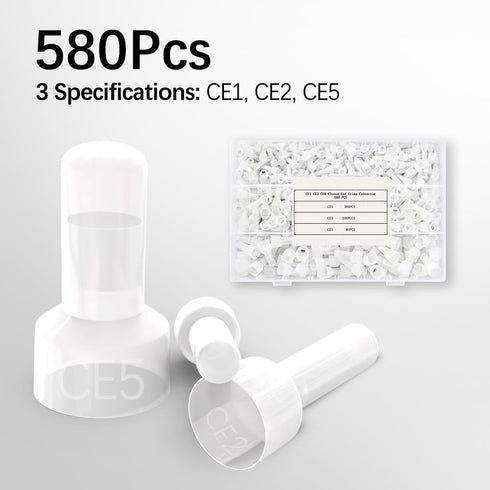 GAOHUI 580 Pcs Closed End Crimp Connectors, 22-16/16-14/12-10 AWG Gauge Wire Cap Terminal Connectors Kit