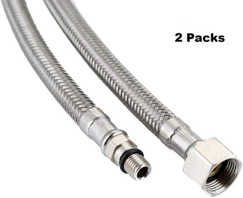 EZ-Fluid 20-Inch Long Faucet Connector Braided Stainless Steel Supply Hose, 3/8-Inch Female x M10 Male Connector (2Pcs)