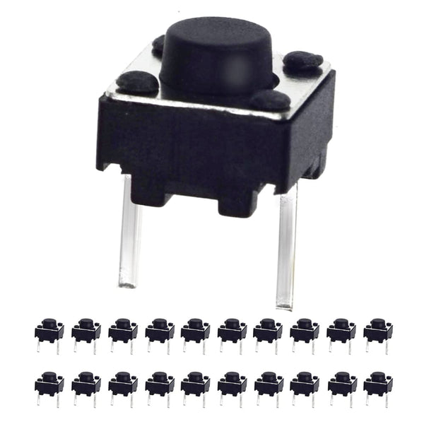 QTEATAK 20 Pcs 6mm 2 Pin Momentary Tactile Push Button Switch, Breadboard Friendly for Panel PCB
