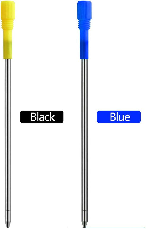 DUNBONG Black and Blue Ink Pen Refills, Replacement Metal Ballpoint Refill 3.2 in for Big Diamond or Crystal Pen, Pack