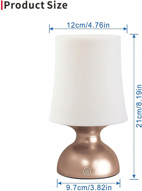 LED Gold and White Lamp, Battery Powered Night Light, Minimalist Table Lamp, 100% Electrical Safety at Home