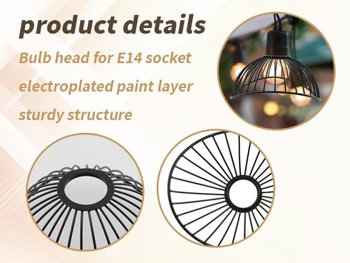 1 Bulb (C005) KUMGROT Pcs Mini Metal Wire Cage Hanging Pendant Lamp Shade Cover Guard Industrial Lamp Holders Ceiling