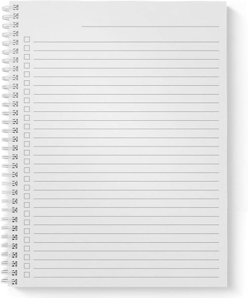 Softcover Motivational Spiral Notebook/Journal, 8.5" x 11", 120 Checklist Pages, Durable Gloss Laminated Cover, White