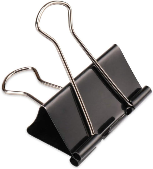 H&S Multi-purpose Jumbo Foldback Clips for Paperwork, Pack of 10 Black Binder Office Clips