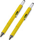 Stylus Pen, 7-in-1 Multi-Tool Pen - Touchscreen Stylus, Ballpoint Pen, Ruler, Level, Phone Holder, 2 Pack