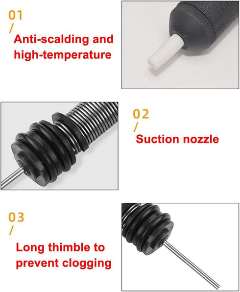 Solder Sucker Tool and 6PCS Solder Wicks, 3PCS Pewter Nozzle No-Clean Soldering Wick Wire Roll