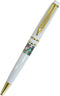 Inlay Mother of Pearl Design Handmade Ballpoint Pen, Deluxe Black Ink Rollerball Executive Gift (White)