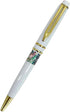 Inlay Mother of Pearl Design Handmade Ballpoint Pen, Deluxe Black Ink Rollerball Executive Gift (White)