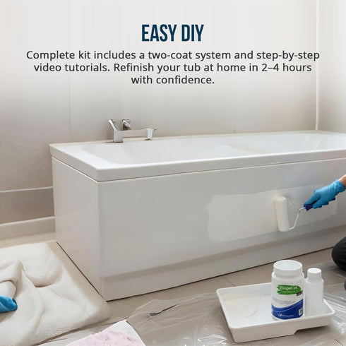 Tub Cast Roll On Bathtub Refinishing Kit by Ekopel Primer + Top Coat Included DIY Tub & Tile Reglazing Kit Bright White
