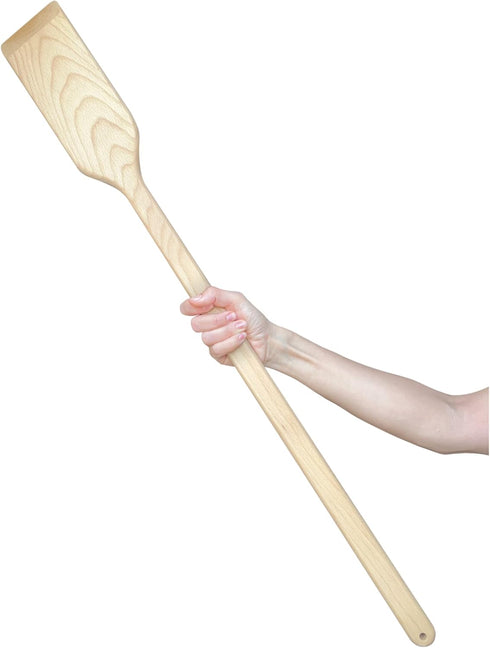 Giant Wooden Mixing Paddle 36-in Beech, Heavy Duty Stirring Spatula for Cooking, Brewing, and Camping