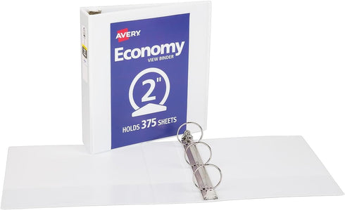 Avery Economy Round Ring View Binder, 2-Inch Capacity, Letter Size, White