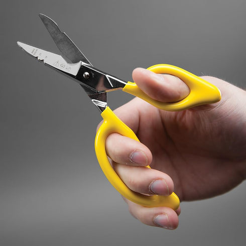 Klein Tools 26001 6.75-Inch All-Purpose Electrician's Scissors, Made in USA, Serrated Blades, Cable Cutting Notch