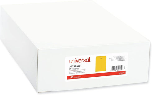 Universal UNV35267 #97 Square Flap Gummed/Clasp Envelope - Brown Kraft - 100/Box
