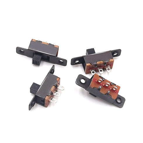 100PCS 3mm High Knob Vertical Micro Mini Slide Switches, 3 Pin 2 Position SPDT with Screw Hole Latching Toggle Switches