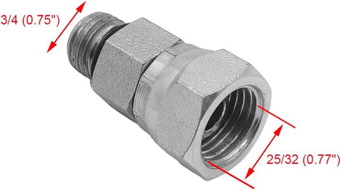 (2-PACK) 6900-08-08-O Hydraulic Hose Adapter Fitting 1/2" Male O-Ring Boss (3/4"-16UNF)×1/2" NPSM Female Pipe Swivel (1/2"-14NPSM) SAE Straight Pipe Joints Tube Connector Carbon Steel by BEITERSTOE