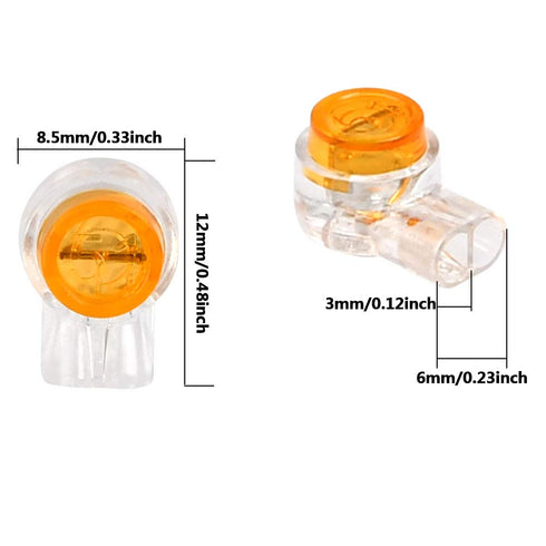 200PCS Waterproof Gel-Filled Orange Clear Button Telephone Wire Connectors, UY Butt Splice Connector K1