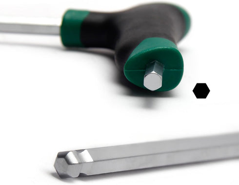 T-Handle Hex Keys Ball End Long Arm Metric Hexagon Allen Wrench Repair Kit, 6mm Green Steel for Home Automotive