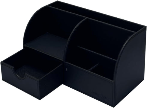 UnionBasic Multifunctional Desk Organizer, Leather Desktop Pen Holder for Business Cards, Pens, Mobile Phones, Black