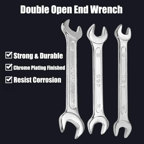 Utoolmart Double Open End Wrench, 185mm Length, 17mm x 19mm, 45# Carbon Steel, Chrome Plated Repairs Tool
