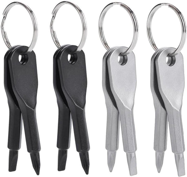 8Pcs Portable Keychain Screwdriver Set, Mini Pocket Key Chain Phillips Slotted Head Screwdriver