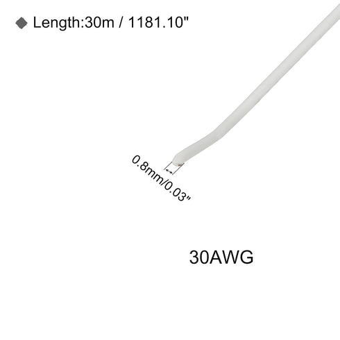 MECCANIXITY 30 Gauge Silicone Wire 30AWG Electrical Stranded High Temperature Hookup Wire Tinned Copper 30m/100ft White