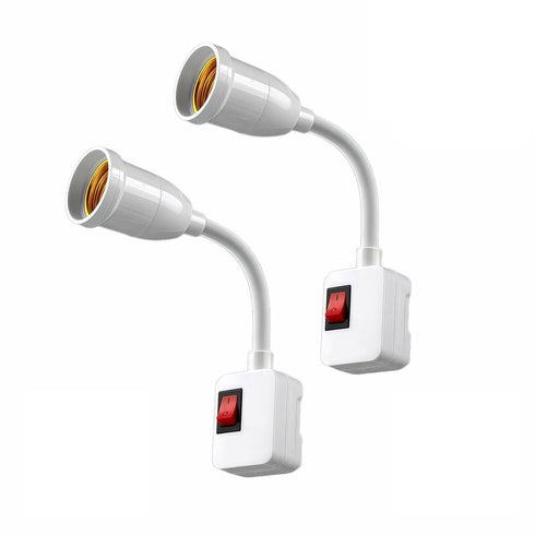 RyanDesign 2-Pack E26/E27 Socket Extension with On/Off Switch, 360 Fully Flexible Neck Plug-in
