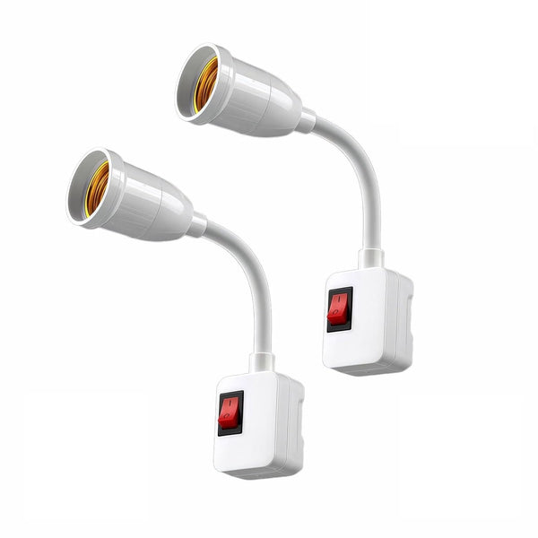 RyanDesign 2-Pack E26/E27 Socket Extension with On/Off Switch, 360 Fully Flexible Neck Plug-in