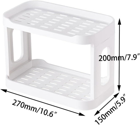 kaileyouxiangongsi 2PCS Kitchen Spice Rack or Bathroom Countertop Organizer, 2-Tier Desk Organizers, White