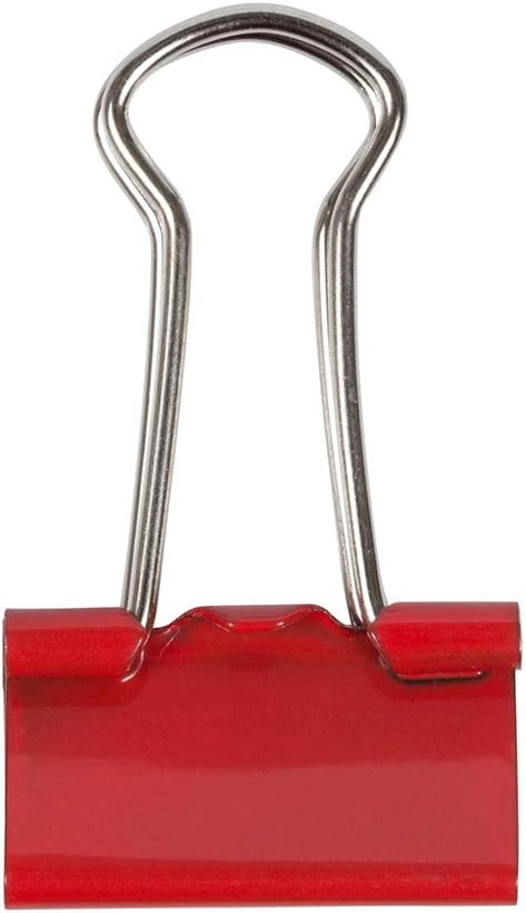 JAM PAPER Small Colorful Binder Clips, 3/4 Inch (19 mm), Red, 25/Pack