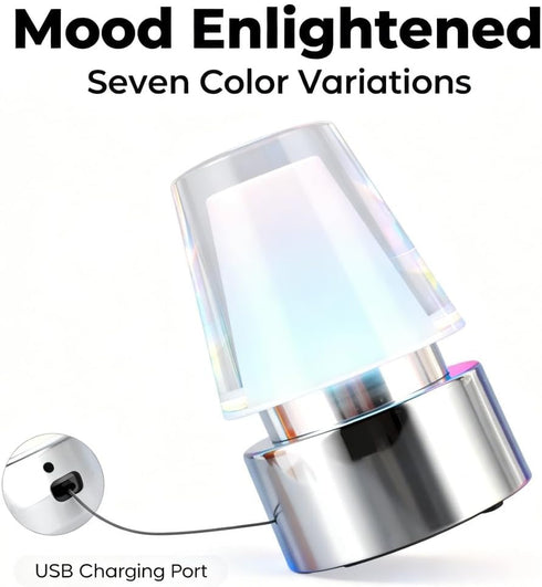 WIHFHGZ RGB Table Lamp, Color Changing USB Rechargeable Acrylic Desk Light, Mini Portable - Soft Ambient Lighting