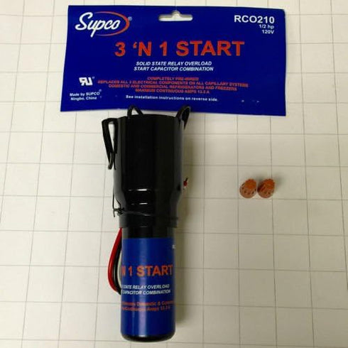 RCO210 Supco Solid State 3 N'1 Relay Overload Hard Start Capacitor - 1/2 HP 120V