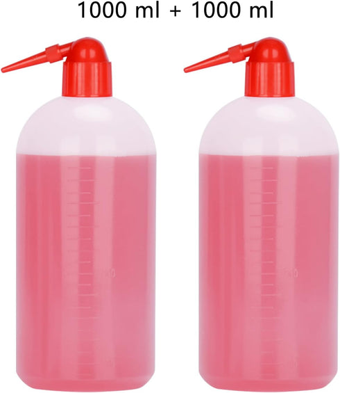 stonylab Chemical Wash Bottle, 2-Pack Lab Sealed Cylindrical Plastic Safety Lab Reagent Squeeze Wash Bottle, Sample Sealing Liquid Storage Containers with Narrow Mouth, 34 oz/2 Bottle