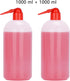 stonylab Chemical Wash Bottle, 2-Pack Lab Sealed Cylindrical Plastic Safety Lab Reagent Squeeze Wash Bottle, Sample Sealing Liquid Storage Containers with Narrow Mouth, 34 oz/2 Bottle