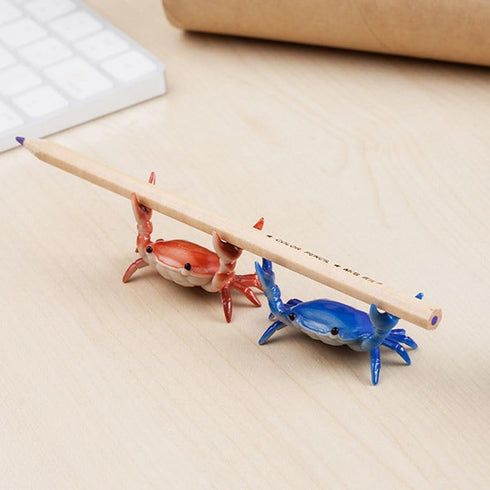 Opexicos Crab Shaped Pen Holder - Weightlifting Design, Bright Colors, Animal Simulation